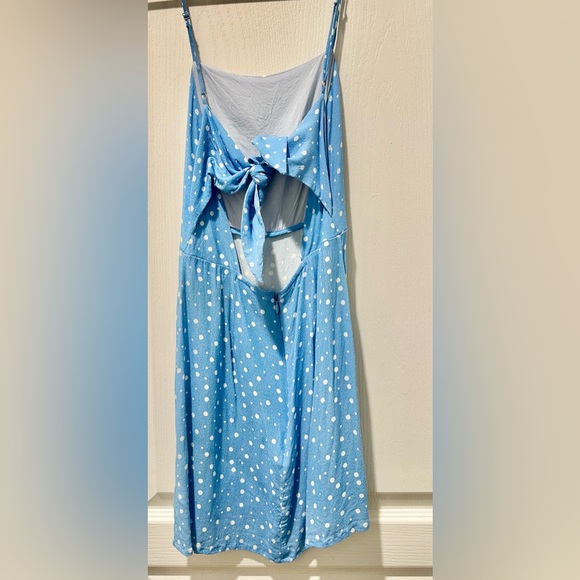 Blue Life Sleeveless Baby Blue Polka Dot Mini Dress w Back Cutout & Ties B1 - Picture 3 of 5